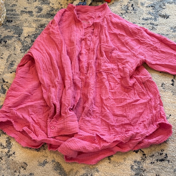 Aerie Vibrant Pink Textured Fabric - Picture 3 of 5
